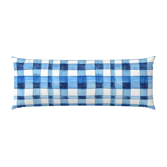 Pillowcase Long Strip 20x54in Does Not Contain Pillow Core Durable Invisible Zipper Close Easy To Install And Remove Cornflowerblue Checked Hand-Drawn Sketch_1