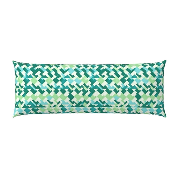 Pillowcase Long Strip 20x54in Does Not Contain Pillow Core Durable Invisible Zipper Close Easy To Install And Remove Lightseagreen Colorful Houndstooth_3