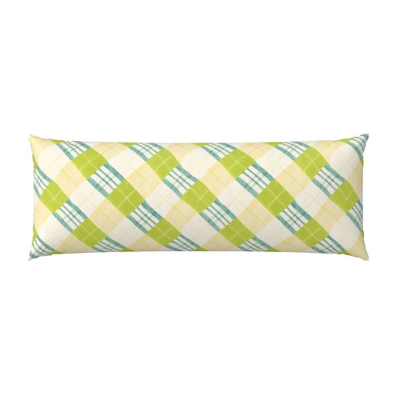 Pillowcase Long Strip 20x54in Does Not Contain Pillow Core Durable Invisible Zipper Close Easy To Install And Remove Lime Houndstooth Hand-Drawn Sketch_1