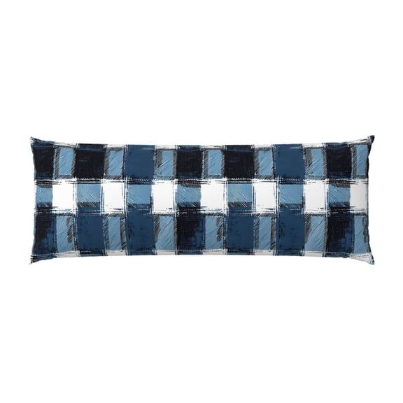 Pillowcase Long Strip 20x54in Does Not Contain Pillow Core Durable Invisible Zipper Close Easy To Install And Remove Mediumblue Houndstooth Buffalo Plaid Tartan Check Scotland Hand-Drawn Sketch_4
