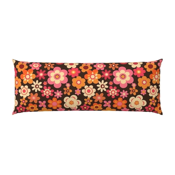 Pillowcase Long Strip 20x54in Does Not Contain Pillow Core Durable Invisible Zipper Close Easy To Install And Remove Retro Groovy Flowers Pattern (10)