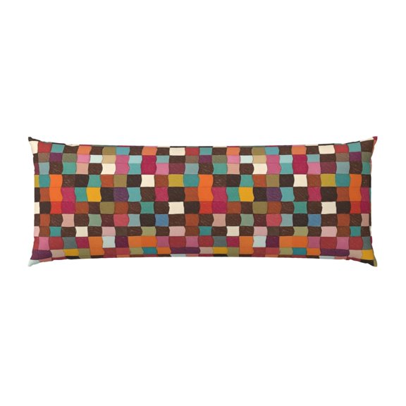 Pillowcase Long Strip 20x54in Does Not Contain Pillow Core Durable Invisible Zipper Close Easy To Install And Remove Saddlebrown Colorful Houndstooth Hand-Drawn Sketch_4