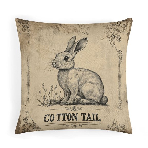Pillowcase Retro Farm Rabbit Throw Pillow Cover Spring Easter Throw Pillows Decor for Sofa Couch 20"x20"
