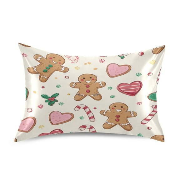 Pillowcase Satin Pillowcase 26x20in Pillow Case Satin Pillow Case Soft and Smooth Cartoon Christmas Gingerbread Man