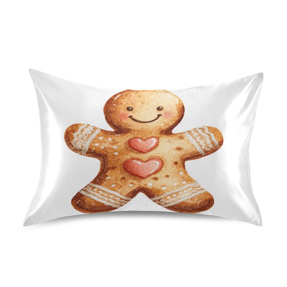 Pillowcase Satin Pillowcase 26x20in Pillow Case Satin Pillow Case Soft and Smooth Christmas Gingerbread Man Cartoon