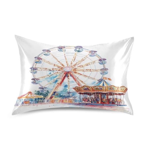 Pillowcase Satin Pillowcase 26x20in Pillow Case Satin Pillow Case Soft and Smooth Colorful Ferris Wheel