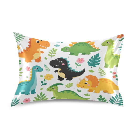 Pillowcase Satin Pillowcase 26x20in Pillow Case Satin Pillow Case Soft and Smooth Dinosaur Jungle Fun