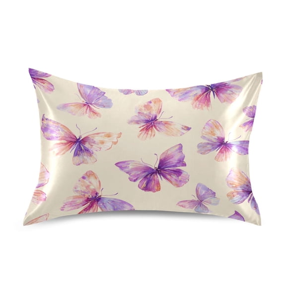 Pillowcase Satin Pillowcase 26x20in Pillow Case Satin Pillow Case Soft and Smooth Purple Butterfly