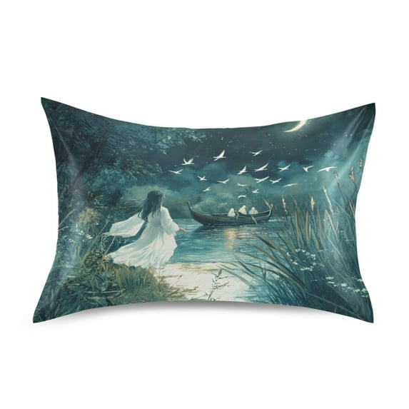 Pillowcase Satin Pillowcase 30x20in Pillow Case Satin Pillow Case Soft and Smooth Beautiful Blue Moon