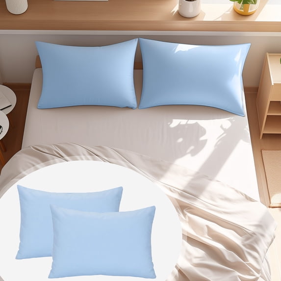Pillowcase Set - 2 Pack Brushed Microfiber 19.3 x14.2 Pillowcases - Soft, Wrinkle-Free, Fade-Resistant, Stain-Resistant, Pillowcases with Envelope Closure - 19.3 x14.2 Inches, Light Blue