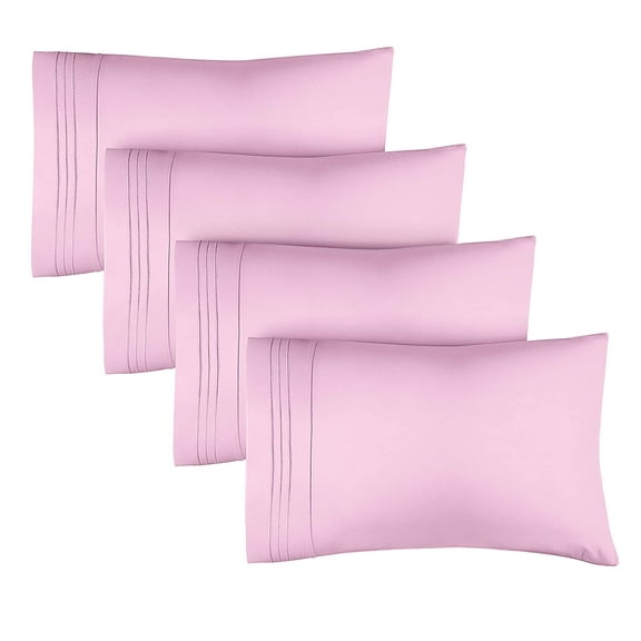 CGK Linens Extra Soft Pillowcases Set of 4 - King Size Hotel Luxury Breathable & Cozy 4-Piece Pillow Covers, Light Pink