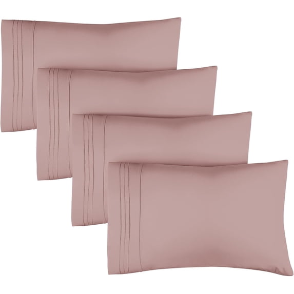 CGK Linens Extra Soft Pillowcases Set of 4 - Queen / Standard Size Hotel Luxury Breathable & Cozy 4-Piece Pillow Covers, Mauve