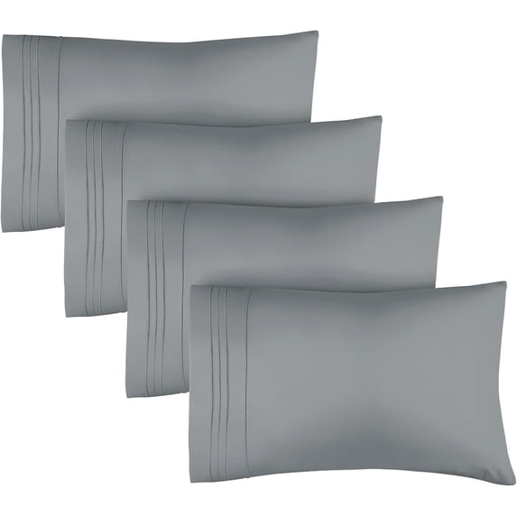 CGK Linens Extra Soft Pillowcases Set of 4 - Queen / Standard Size Hotel Luxury Breathable & Cozy 4-Piece Pillow Covers, Steel Blue