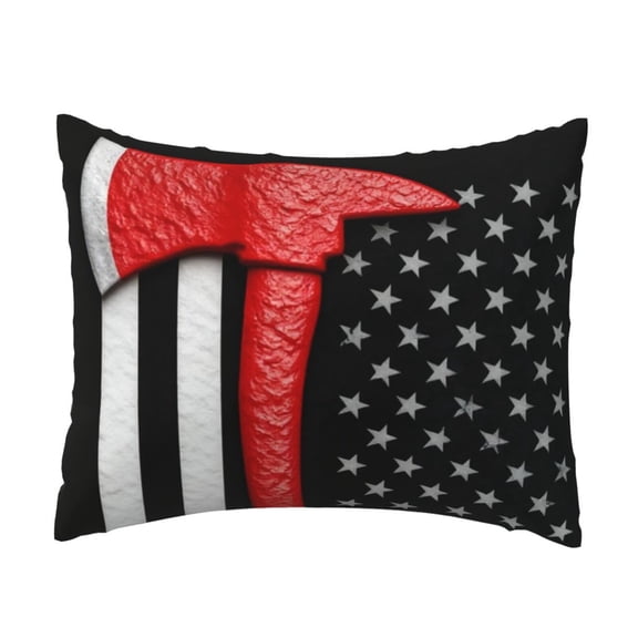 Pillowcase Thin Red Firefighter Line Axe Flag Pattern 20x26 Inches Throw Pillow Case Cushion Cover Bed Pillow Cover