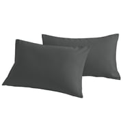 [Pillowcase]-Ultra Soft Brushed Microfiber Pillowcases Set, Cozy Machine Washable Bed Pillow Cases, King Size, Dark Gray, 2 Piece
