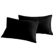 [Pillowcase]-Ultra Soft Brushed Microfiber Pillowcases Set, Cozy Machine Washable Bed Pillow Cases, Queen Size, Black, 2 Piece