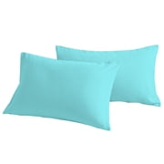[Pillowcase]-Ultra Soft Brushed Microfiber Pillowcases Set, Cozy Machine Washable Bed Pillow Cases, Standard Size, Aqua Blue, 2 Piece
