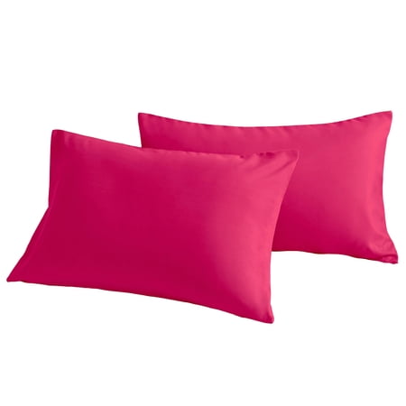 [Pillowcase]-Ultra Soft Brushed Microfiber Pillowcases Set, Cozy Machine Washable Bed Pillow Cases, Standard Size, Magenta, 2 Piece