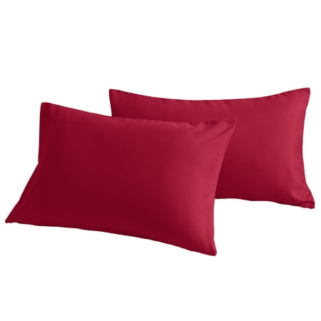 [Pillowcase]-Ultra Soft Brushed Microfiber Pillowcases Set, Cozy Machine Washable Bed Pillow Cases, Standard Size, Wine Red, 2 Piece