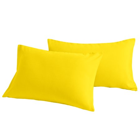 [Pillowcase]-Ultra Soft Brushed Microfiber Pillowcases Set, Cozy Machine Washable Bed Pillow Cases, Standard Size, Yellow, 2 Piece