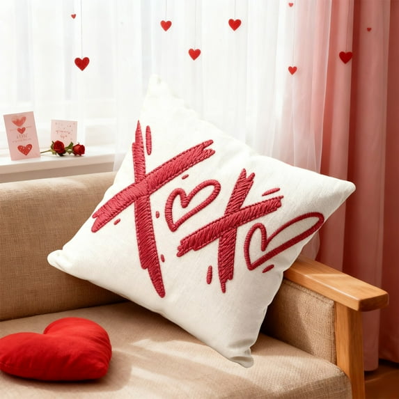 Pillowcase Valentine's Day Heart Decorative Throw Pillow Cover Romantic Gift For Couples Sofa Couch Cushion Cover Festival Home Decor Bedroom Living Room 45*45cm