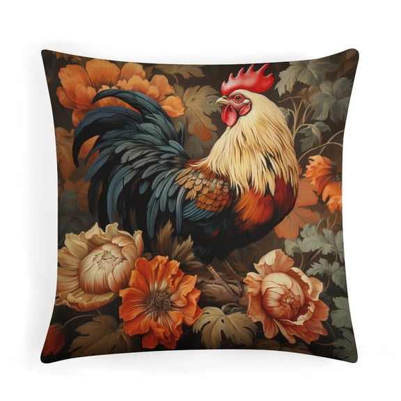 Pillowcase Vintage Farmhouse Fall Pumpkin Sunflower Rooster Decorative Throw Pillow Covers Seasonal Autumn Harvest Vintage Thanksgiving Outdoor Pillow Cover for Couch Bed Car 16"x16"