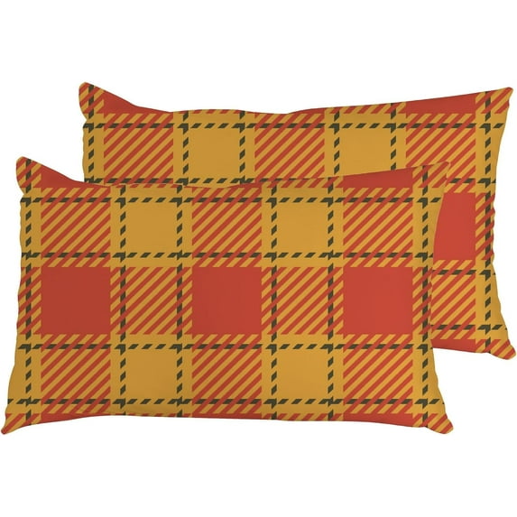 Pillowcases Autumn Tartan Plaid Pillow Cases Set of 2 Pillow Cover Cushion Case Rectangle Pillowcase with Hidden Zipper 20x26 Inch Home Decor