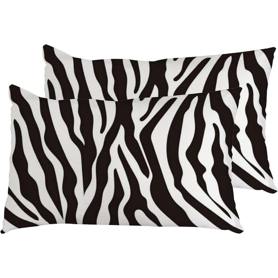 Pillowcases Black and White Zebra Stripes Pillow Cases Set of 2 Pillow Cover Cushion Case Rectangle Pillowcase with Hidden Zipper 16x24 Inch Home Decor