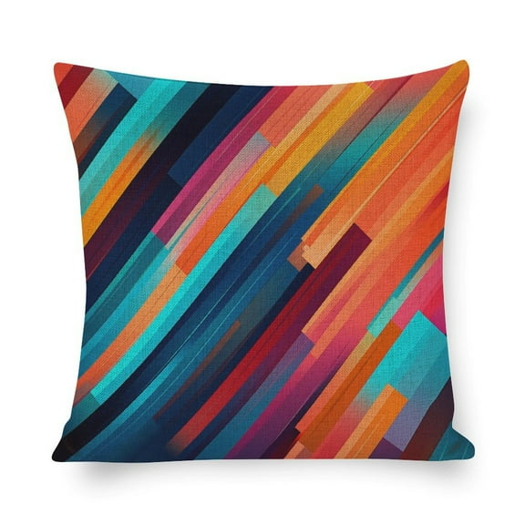 Pillowcases Colorful Abstract Geometric Stripes Art Throw Pillow Covers Modern Geometric Pillows Decorative Throw Pillows 16"x16" Modern Decorative Pillow Covers for Couch Sofa Bedroom Car