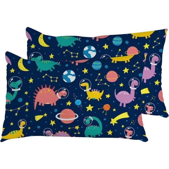 Pillowcases Dinosaurs in Space with Planets Pillow Cases Set of 2 Pillow Cover Cushion Case Rectangle Pillowcase 20 X 30 inch Home Decor