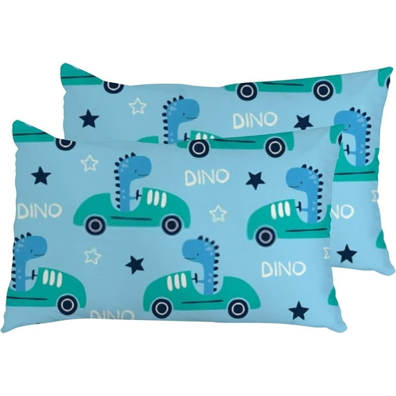Pillowcases Racing Dinosaur Animal Pillow Cases Set of 2 Pillow Cover Cushion Case Rectangle Pillowcase with Hidden Zipper 16x24 Inch Home Decor