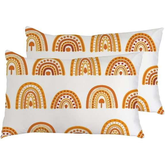 Pillowcases Rainbow Autumn Pillow Cases Set of 2 Pillow Cover Cushion Case Rectangle Pillowcase with Hidden Zipper 16x24 Inch Home Decor