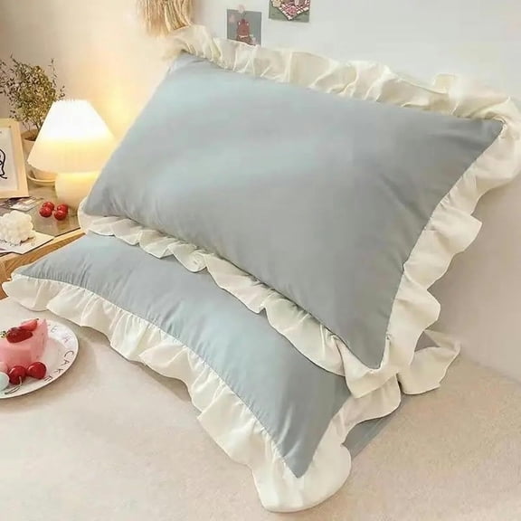 Pillowcases, Ruffled Pillowcase Multiple Sizes Comfortable Pillowcase for Adults Children-White- (2pc)