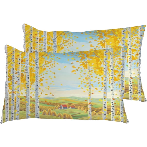 Pillowcases Rural Autumn Landscape Pillow Cases Set of 2 Pillow Cover Cushion Case Rectangle Pillowcase with Hidden Zipper 20x36 Inch Home Decor