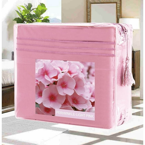 Pillowcases- Wrinkle-Free 1500 Series 2-Pieces PillowCases, King Size - Periwinkle-Light Pink