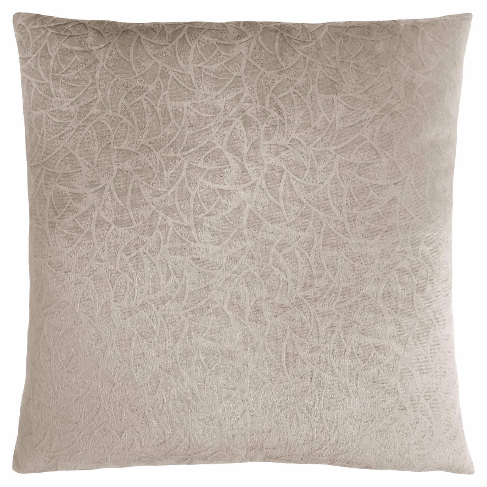 Beige Floral Velvet 18" Square Decorative Throw Pillow