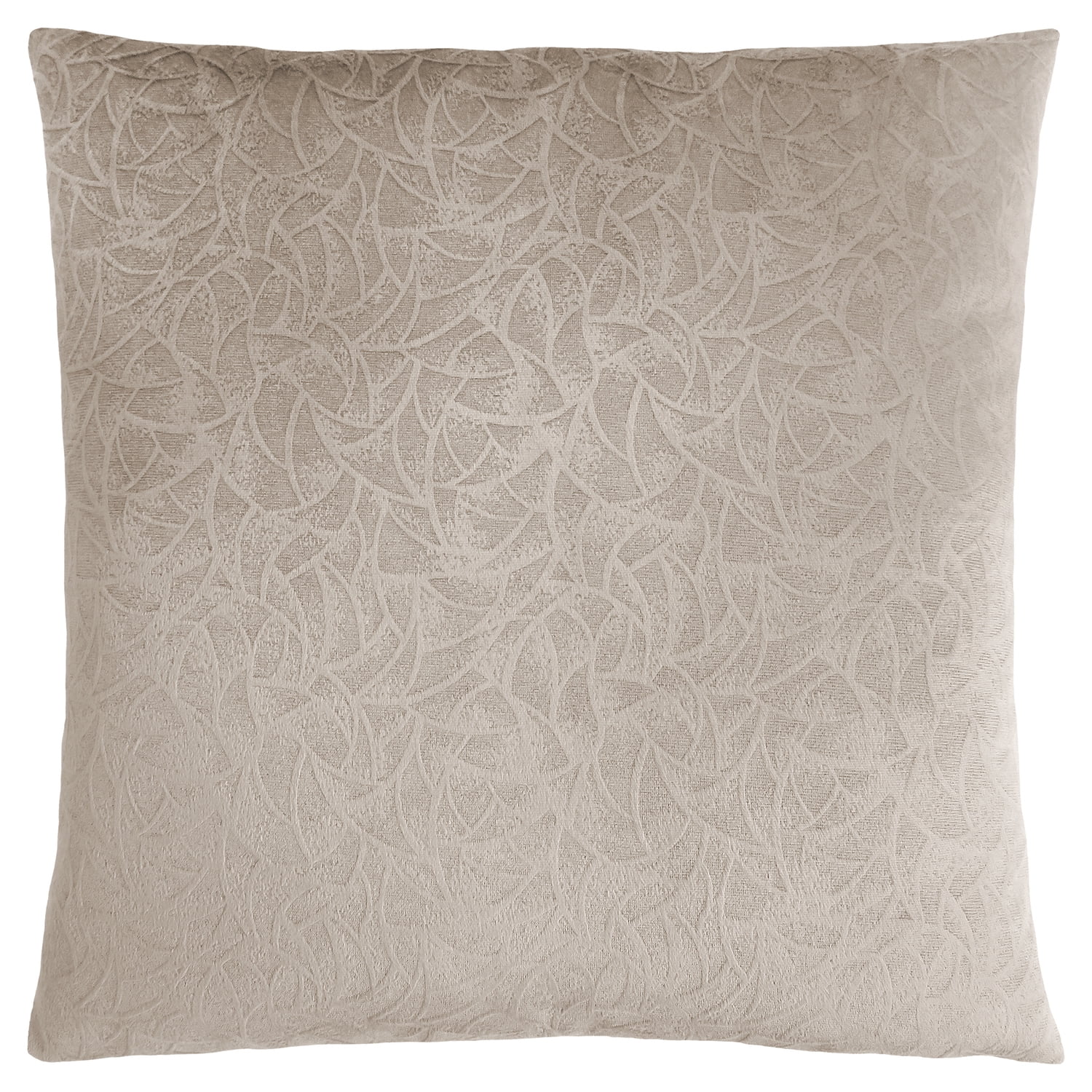 Beige Floral Velvet 18" Square Decorative Throw Pillow