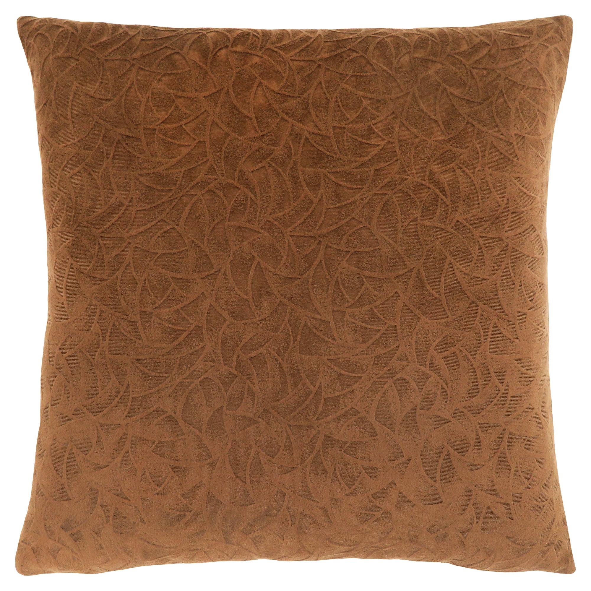 Light Brown Floral Velvet 18'' Square Decorative Throw Pillow