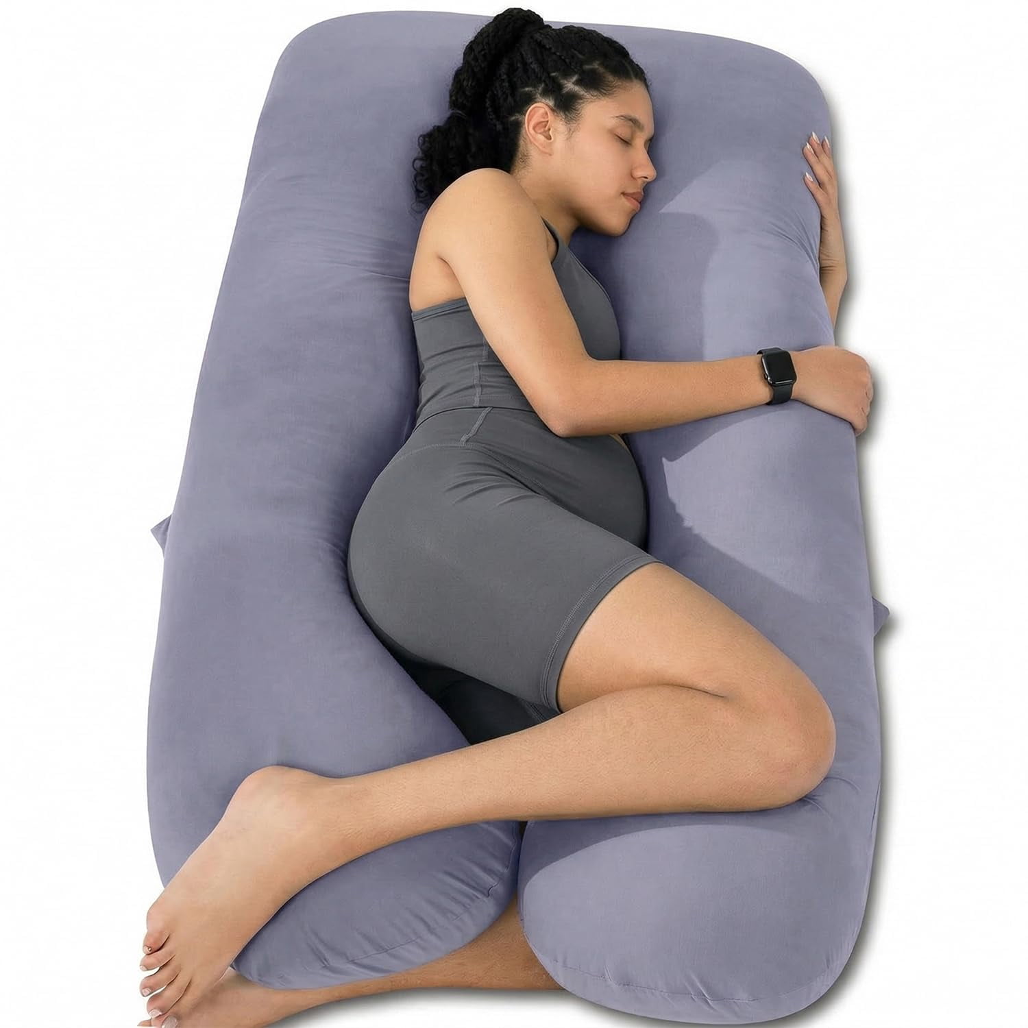 Pillows  60 Inch U Shaped Body Pillow For Sleeping Extra Long Maternity Women Support Adults With Soft Silky Cover Blue