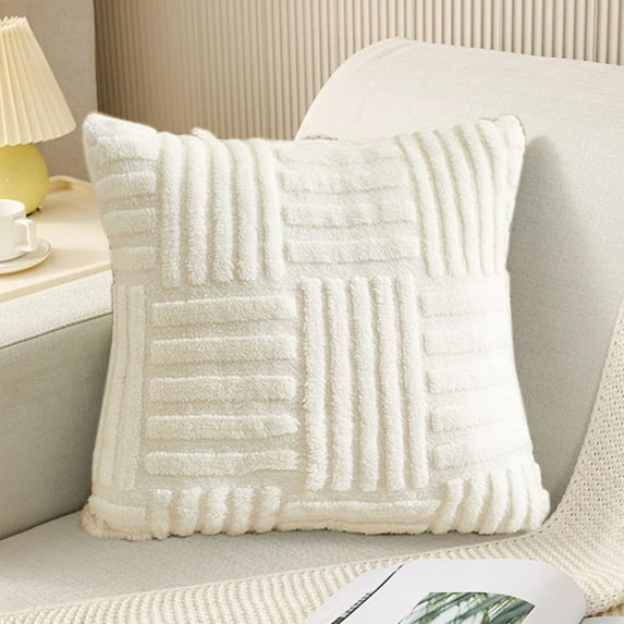 Pillows for Couch Hwkond Pillowcase Pillowcase With Striped Design Concealed Zip Removable Breathable And Warm No Deformation Solid Colour Cushion Cover Pillowcase,(Up to 25% Off)White