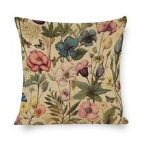 Pillows Elegant Vintage Botanical Pattern Modern Sofa Throw Pillow Cover Wild Flowers Botanical Graceful Pillows & Pillow Covers 18"x18" Decorative Outdoor Linen Fabric Pillow Case for Couch Bed Car