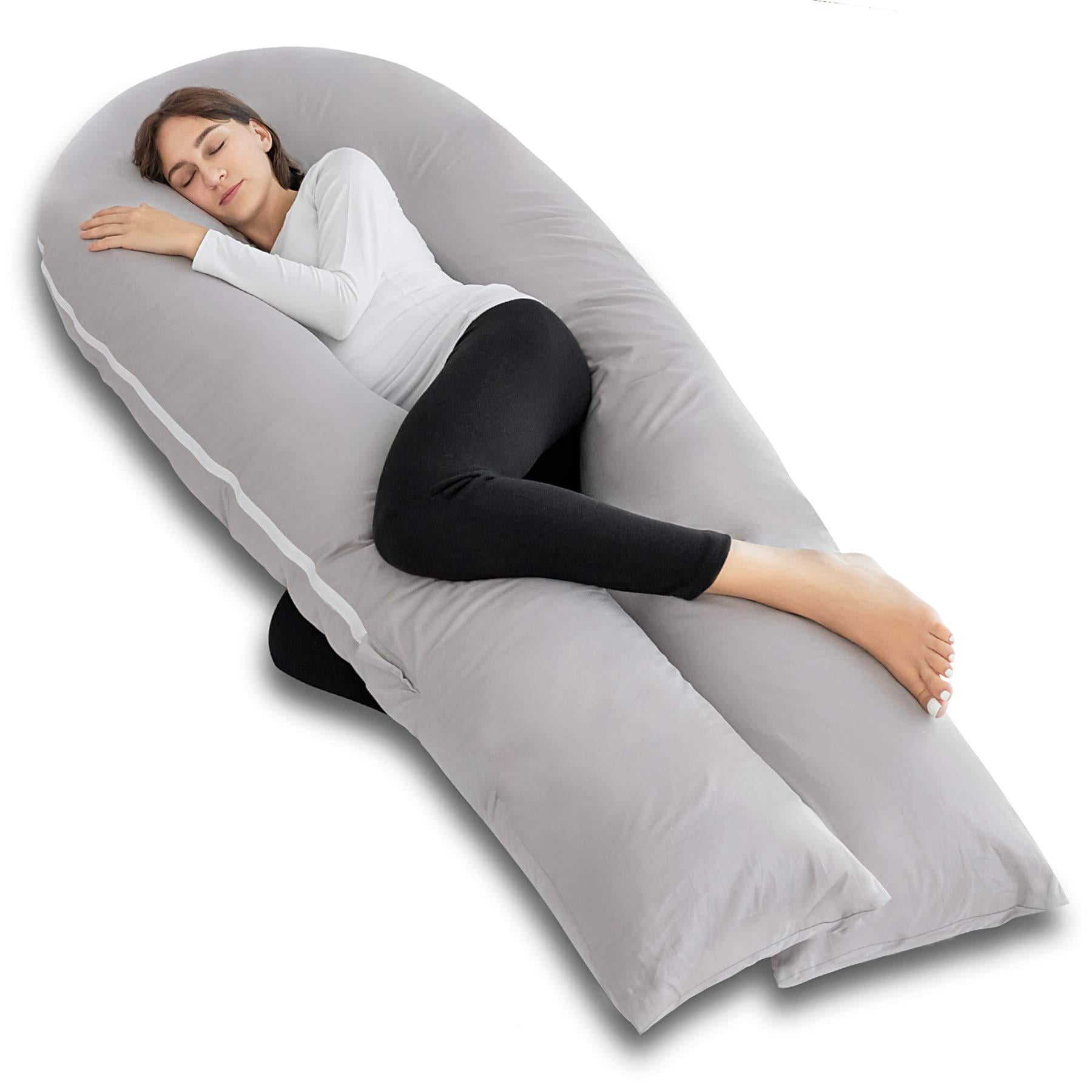Pillows For Sleeping  Full Body Pillow With 300tc Comfy Pillowcase & Microfiber Inner Cover- Support - 65 Inch (grey)
