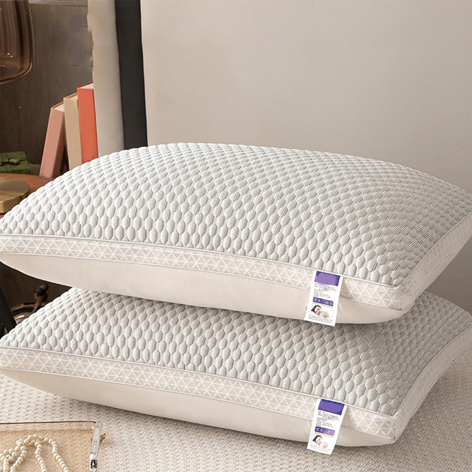 Pillows King Size,Cooling Hotel Luxury Bed Pillows for Sleeping,Hotel Quality Bed King Pillows,Fluffy Down Alternative Pillows for Side,Back Sleepers(Gray 1pc 25*16in)from QiwagFerng