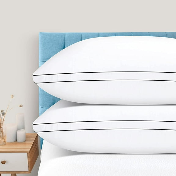 Pillows King Size Set of 2, Bed Pillow 2 Pack for Side & Back Sleepers, Hotel Quality Down Alternative Gusseted King Pillow for Sleeping, Soft and Supportive, White