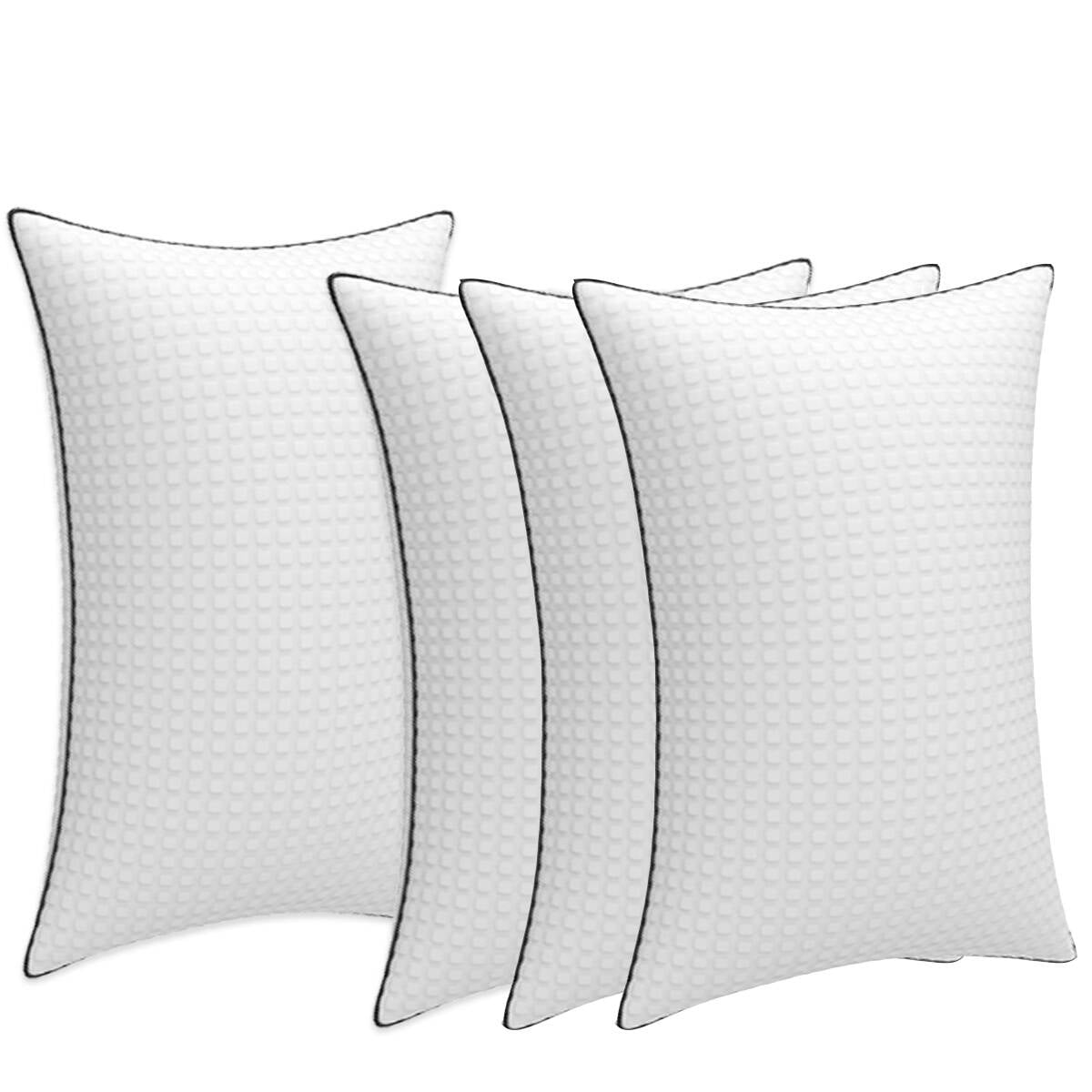 Pillows King Size Set of 4, Hotel Quality, Down Alternative Gusseted Bed Pillows for Side, Back, or Stomach Sleepers, White