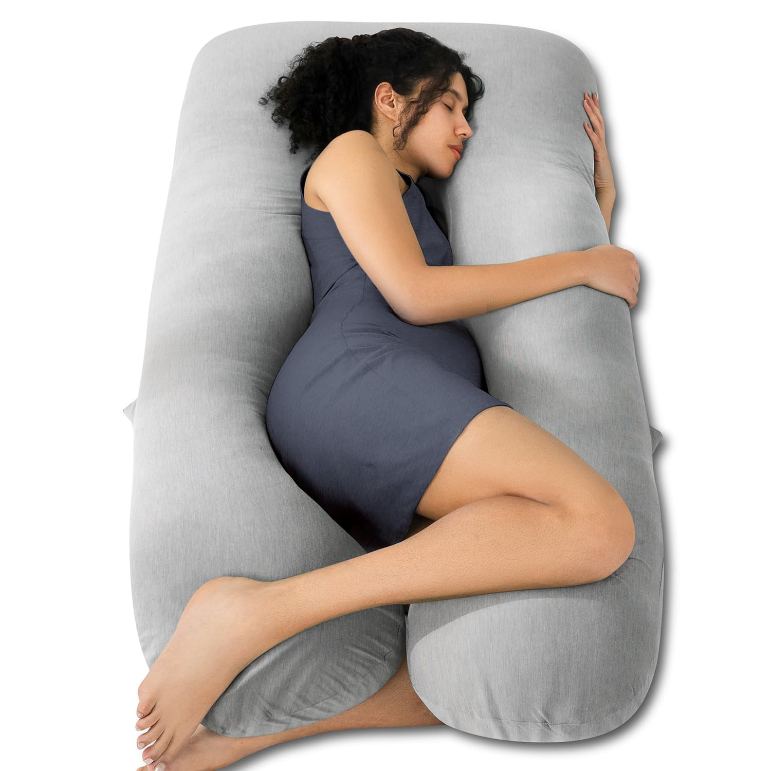 Pillows  Maternity Pillow For Sleeping 55in U Shaped Body Support With Removable Silky Cover Gray