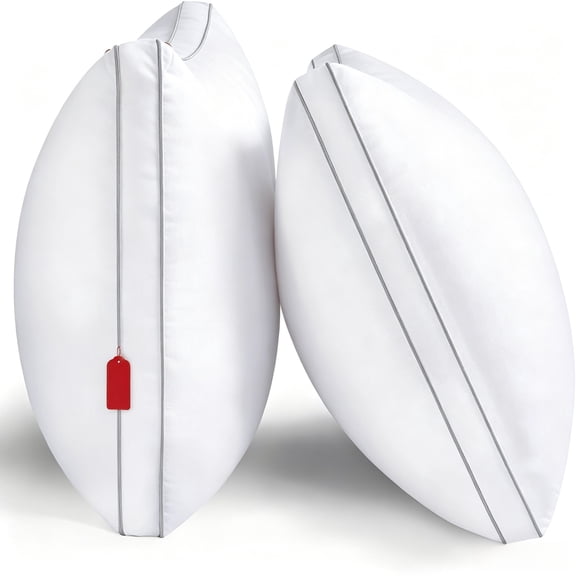 Pillows Queen Size Set of 2, Gusseted Bed Pillows for Sleeping 2 Pack, Luxury Hotel Quality, Supportive Queen Pillow with Soft Down Alternative for Back Stomach Side Sleepers, Machine Washable