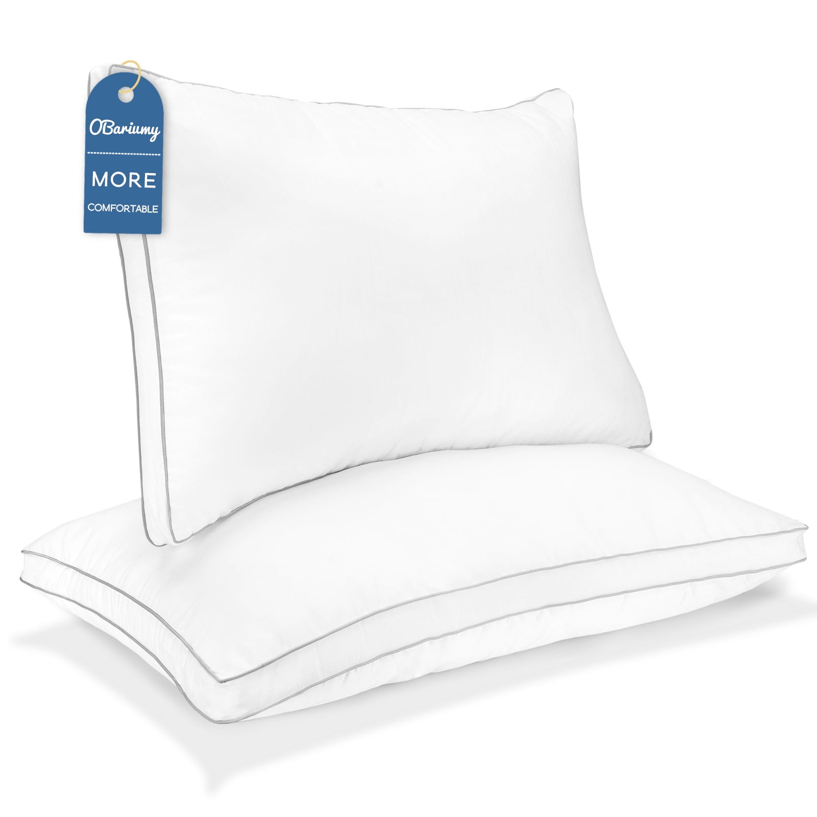 Pillows Queen Size Set of 2, Bed Pillows 2 Pack Hotel Quality, Gusseted Pillow for Back, Stomach or Side Sleepers, Double-Piping Seam Down Pillow