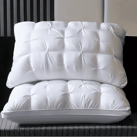 Kaqinu Queen Size Bed Pillows Set of 2, Hotel Quality, Down Alternative Gusseted Bed Pillows for Side, Back, or Stomach Sleepers, White