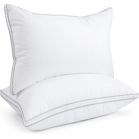 Pillows Queen Size Set of 2, Hotel Quality, Down Alternative Gusseted Bed Pillows for Side, Back, or Stomach Sleepers, White